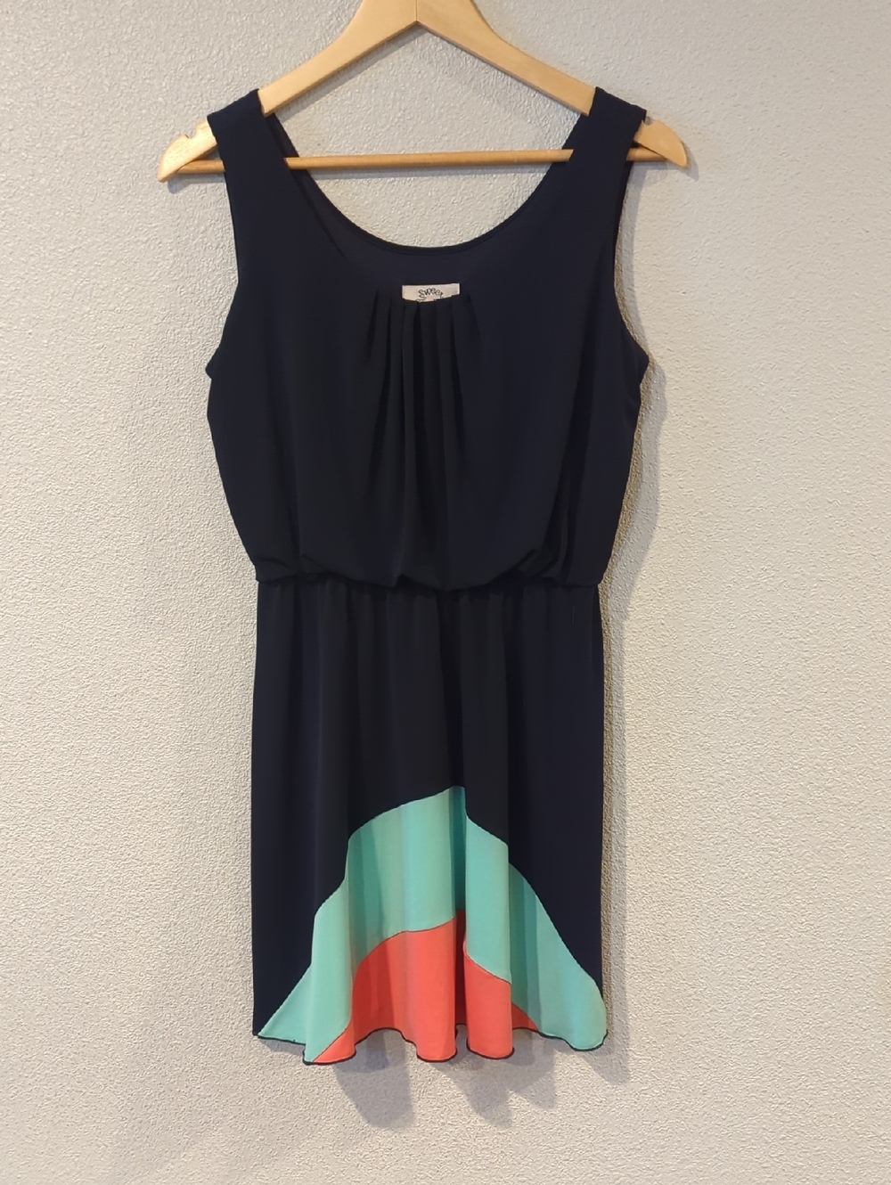 Sweet Storm Navy Dress with Coral & Mint Hem Size Large